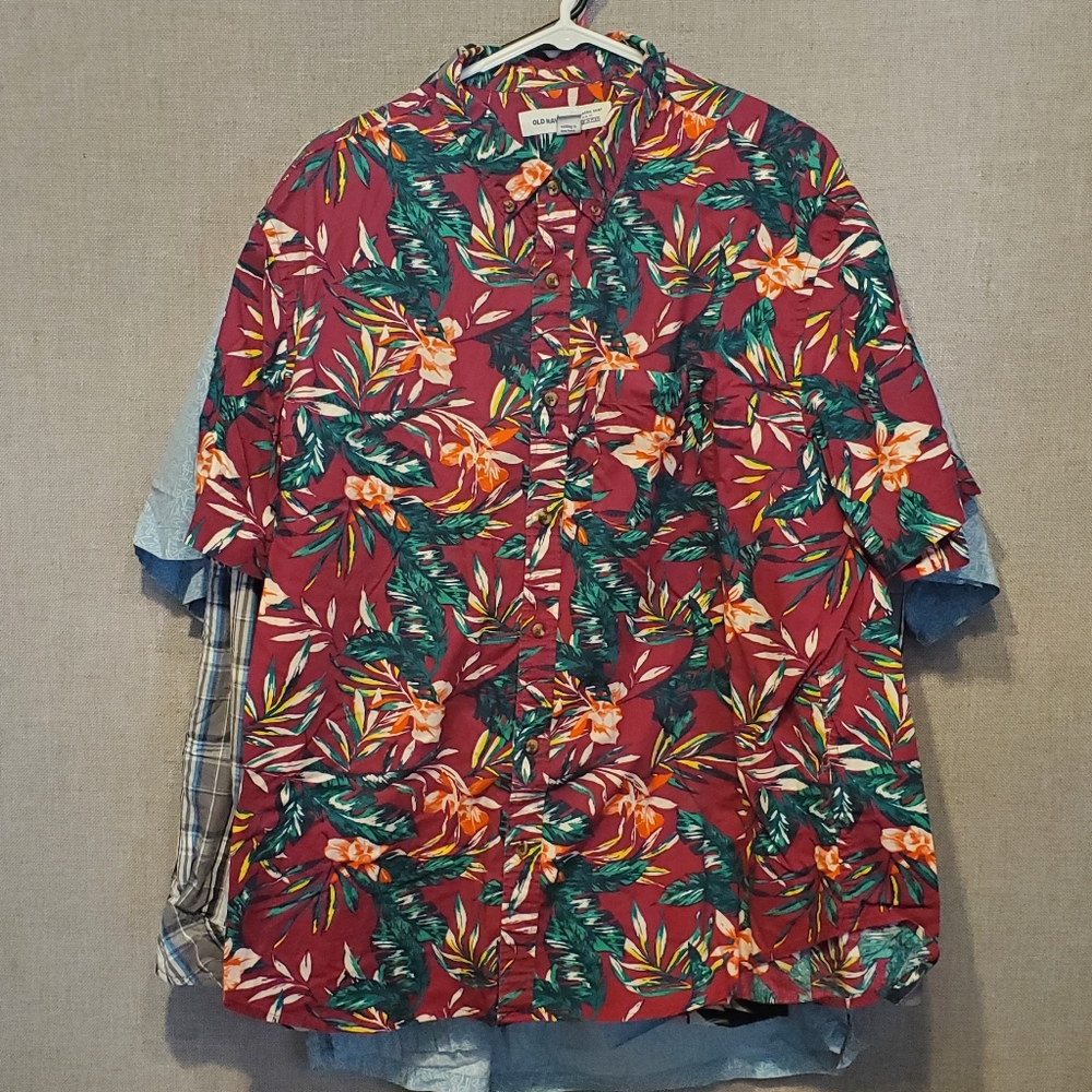 4 Qty Men's Button Down & Hawaiian Shirts Size XXL